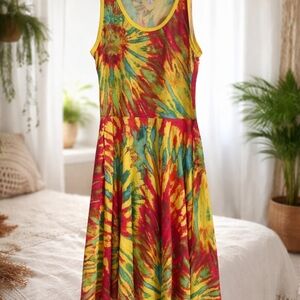 Vibrant Tie-Dye Sleeveless Dress